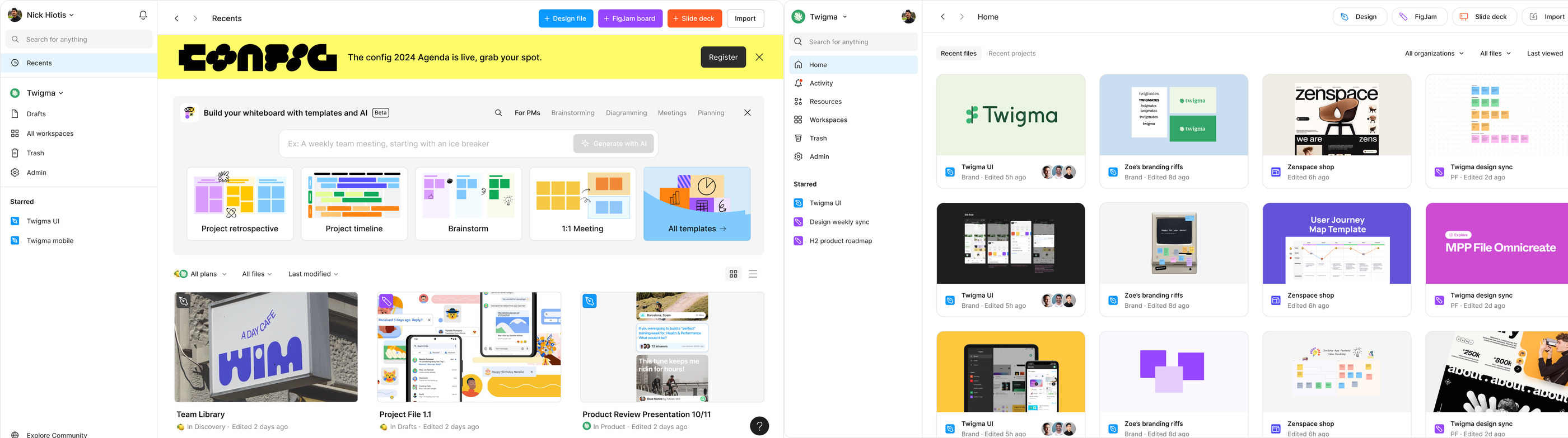 The Figma file browser before and after the revamp